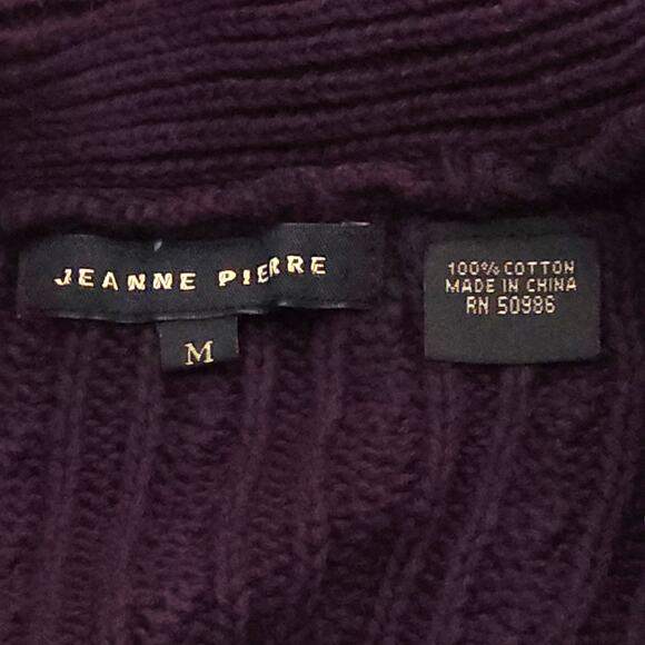 Jeanne Pierre Sweater Womens Medium Cable Knit Pullover V Neck Warm Cozy Layer - Picture 6 of 11